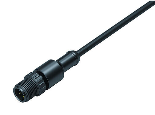 Illustration 77 3419 0000 50003-0500 - M12 Male cable connector, Contacts: 3, unshielded, moulded on the cable, IP68, UL, PUR, black, 3 x 0.34 mm², 5 m