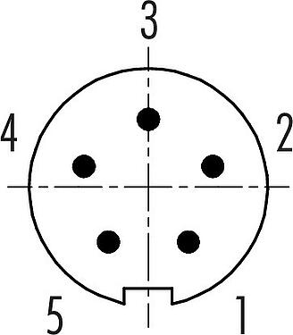 Disposition des contacts (Côté plug-in) Baïonnette Embase mâle, Contacts: 5, non blindé, souder, IP40, M10x0,75, Montage frontal