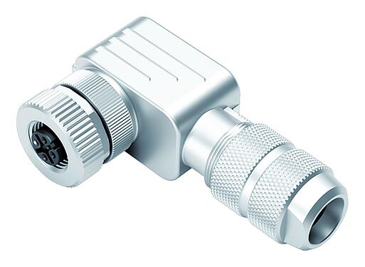 Illustrazione M12 Connettore angolare femmin, Numero poli: 4, 5,0-8,0 mm, schermabile, morsetto a vite, IP67, UL 2238, piuma di iride