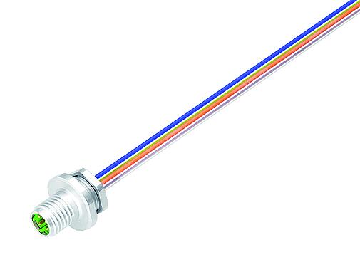 Ábrák M8 panelre szerelhető csatlakozó, : 4, árnyékolatlan, sodrott vezeték, IP67, M8x1,0, elülső rögzítés