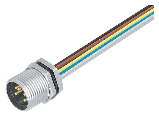 Ábrák 7/8" panelre szerelhető csatlakozó, : 4+PE, árnyékolatlan, sodrott vezeték, IP68, UL 2238, VDE, elülső rögzítés