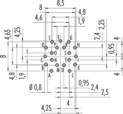 导体结构 M16 针头法兰座, 极数: 19 (19-a), 非屏蔽, THT, IP40, M18x0,75, 後壁安裝