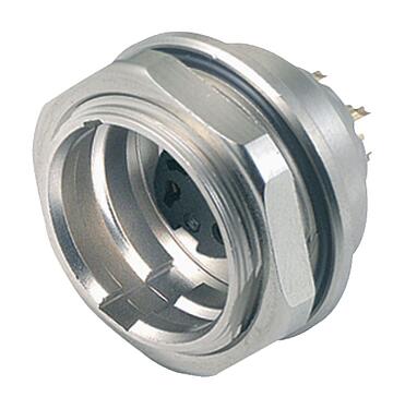 Abbildung Push Pull Flanschdose, Polzahl: 5, schirmbar, löten, IP67, M21x1,0, Rückwandmontage