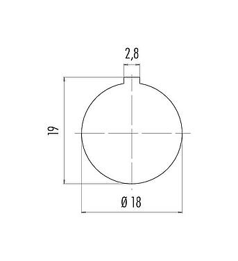 Instructions de montage / Découpe du panneau Baïonnette Embase femelle, Contacts: 19, non blindé, souder, IP40, M18x0,75, Montage mural arrière
