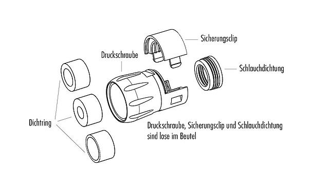Maßzeichnung Bajonett Schlauchverschraubung