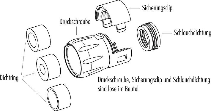 Maßzeichnung Bajonett Schlauchverschraubung