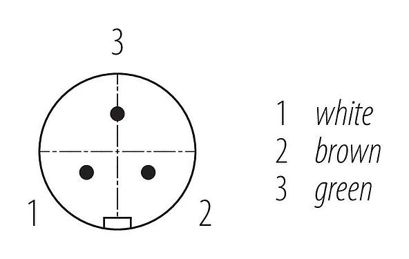 联系安排 (外掛程式側) Snap-in 快插 直头针头电缆连接器, 极数: 3, 非屏蔽, 预铸电缆, IP67, UL 2238, PUR, 黑色, 3x0.75mm², 2m