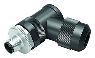 M12 Male haakse connector, aantal polen: 4+PE, 8,0-13,0 mm, onafgeschermd, schroefklem, IP67, UL 2238