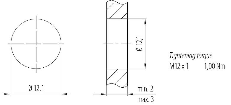 Szerelési adatok M12 panelre szerelhető foglalat, : 4, árnyékolatlan, THR, IP67, UL 2238, M12x1,0, hátsó panel felszerelés