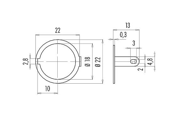 比例图 04 0183 009 - M16 IP40 - 焊环；581/680/682系列。