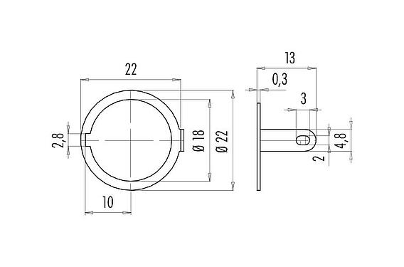Maßzeichnung Lötösenring, IP40