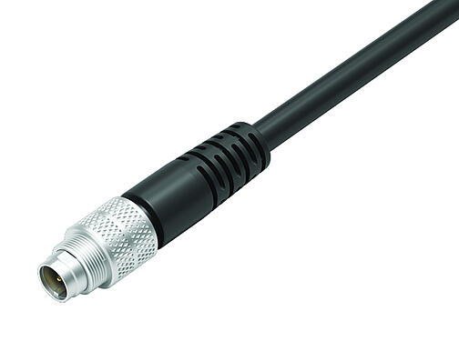 Illustratie 79 1413 12 05 - M9 Kabelstekker, aantal polen: 5, afgeschermd, aan de kabel aangegoten, IP67, PUR, zwart, 5 x 0,25 mm², 2 m