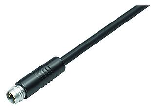 M8 Connecteur mâle, Contacts: 4, non blindé, surmoulé sur le câble, IP65, PUR, noir, 4 x 0,25 mm², Aligner version, 2 m