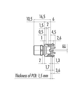 Výkres v měřítku M8 Přírubová zásuvka, : 3, nestíněný, THR, IP67, UL 2238