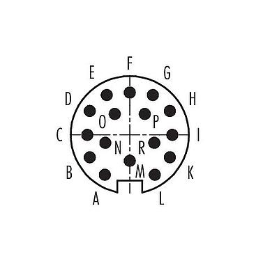 Polbild (Steckseite) M16 Kabelstecker, Polzahl: 16, 4,0-6,0 mm, schirmbar, löten, IP40