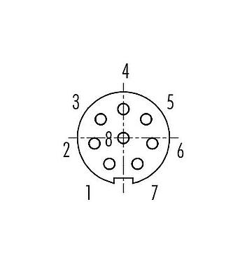 Disposition des contacts (Côté plug-in) Baïonnette Embase femelle, Contacts: 8, non blindé, souder, IP40, M10x0,75, Montage frontal