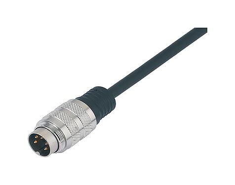 Illustrazione M16 Connettore cavo maschio, Numero poli: 5 (05-a), non schermato, stampato sul cavo, IP67, PUR, nero, 5 x 0,25 mm², 2 m