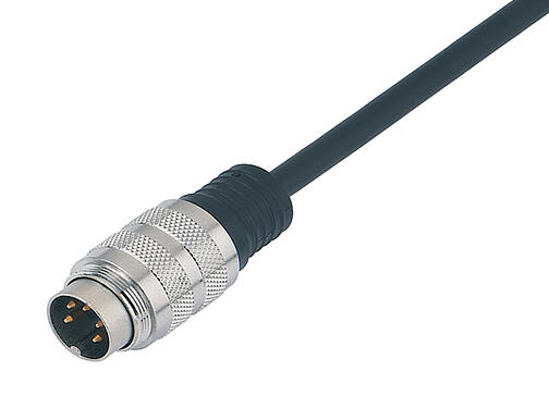일러스트 79 6113 20 05 - M16 케이블 커넥터, 콘택트 렌즈: 5 (05-a), 쉴드, 케이블에 몰딩, IP67, PUR, 검정, 5x0.25mm², 2m