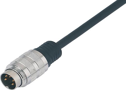 Illustration (may vary) M16 Male cable connector, Contacts: 12 (12-a), shielded, moulded on the cable, IP67, TPE-U (PUR), black, 12 x 0.25 mm², 2 m