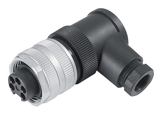 Illustration 7/8" Connecteur femelle coudé, Contacts: 4+PE, 6,0-8,0 mm, non blindé, pince à visser, IP67, UL 2238, VDE