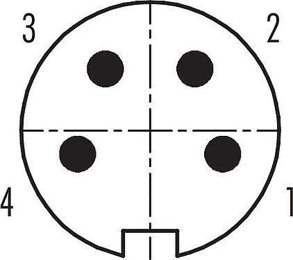 Disposition des contacts (Côté plug-in) Baïonnette Connecteur mâle, Contacts: 4, 3,0-6,0 mm, non blindé, souder, IP40