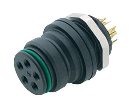 Illustration Snap-In Female panel mount connector, Contacts: 3, unshielded, solder, IP67, UL 2238, VDE, M12x1.0, Front mounting