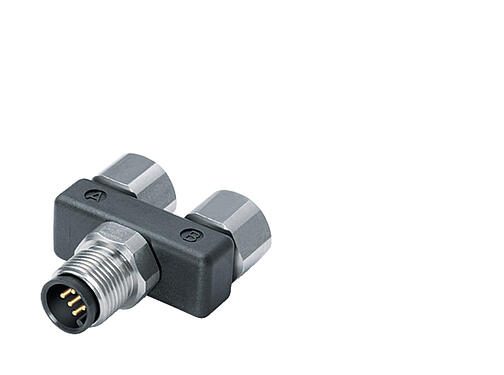 Illustration 79 5210 17 05 - M12 Twin distributor, Y-distributor, male M12x1 - 2 female M12x1, Contacts: 5, unshielded, pluggable, IP68, UL, stainless steel