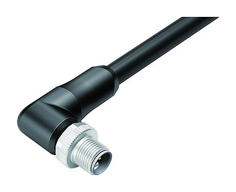 Illustration M12 Connecteur mâle coudé, Contacts: 4+FE, non blindé, surmoulé sur le câble, IP68, UL 2238, PUR, noir, 5 x 2,50 mm², 5 m