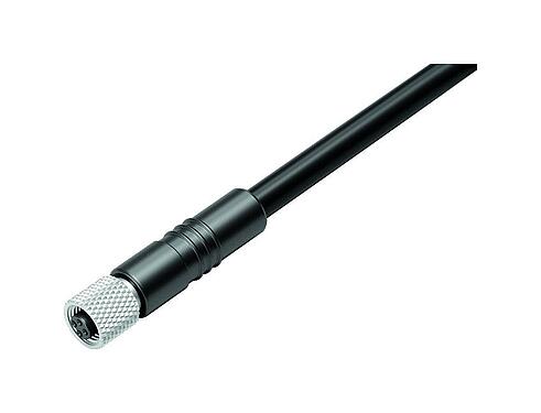 Illustration M5 Connecteur femelle, Contacts: 3, non blindé, surmoulé sur le câble, IP67, UL 2238, M5x0,5, PUR, noir, 3 x 0,14 mm², 2 m