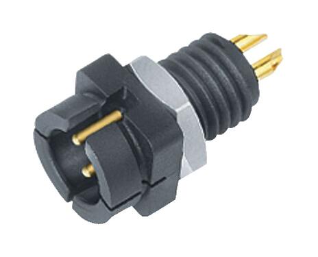 Illustration Snap-In Male panel mount connector, Contacts: 3, unshielded, solder, IP40, 1/4" 28 UNF, Front mounting