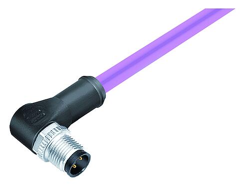 Ábrák M12 derékszögű csatlakozó, : 5, árnyékolt, kábelre öntött, IP68, UL 2238, CAN busz, PUR, lila, 1 x 2 x AWG 22 + 1 x 2 x AWG 24, 5 m