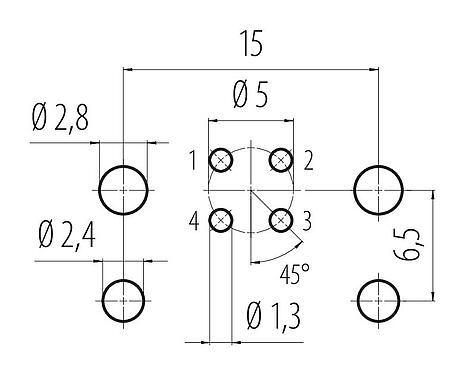 Układ przewodów 99 3732 200 04 - M12 Złącze panelowe żeńskie, Kontaktów: 4, nieekranowany, THR, IP67, UL, M12x1,0