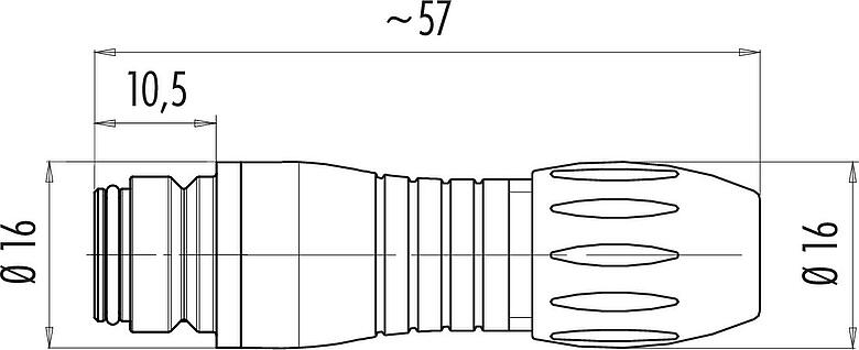 스케일 드로잉 잠깁니다 케이블 소켓, 콘택트 렌즈: 3, 2.5-4.0mm, 차폐되지 않음, 솔더, IP67