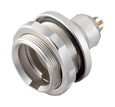 Abbildung Push Pull Flanschstecker, Polzahl: 3, ungeschirmt, löten, IP67, M14x0,5, Rückwandmontage