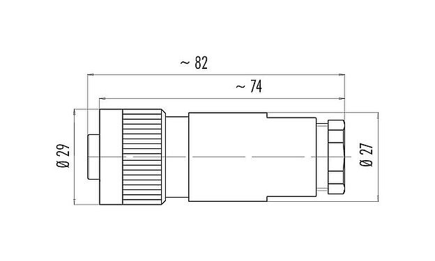 Scale drawing RD24 Female cable connector, Contacts: 6+PE, 8.0-10.0 mm, unshielded, screw clamp, IP67, UL, ESTI+, VDE, PG 11