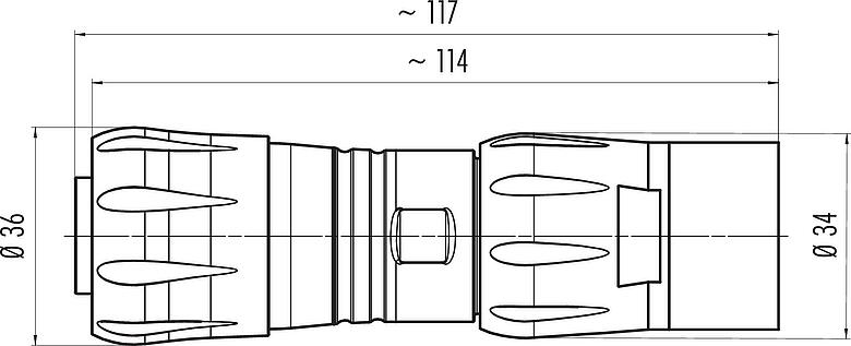 Výkres v měřítku Bajonet Kabelová box, : 12, 7,0-13,0 mm, nestíněný, krimpování (krimpovací kontakty je třeba objednat zvlášť), IP68/IP69K, UL 2238, VDE, UV-Beständig