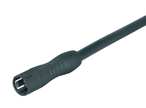 Illustration 77 7405 0000 50004-0200 - Snap-In Male cable connector, Contacts: 4, unshielded, moulded on the cable, IP67, PUR, black, 4 x 0.25 mm², 2 m