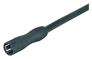 Snap-In Kabelstecker, Polzahl: 5, ungeschirmt, am Kabel angespritzt, IP67, UL 2238, PUR, schwarz, 5 x 0,25 mm², 2 m