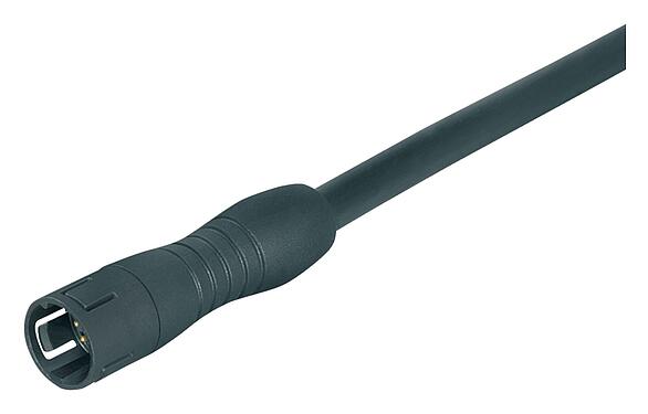 Illustration Snap-In Male cable connector, Contacts: 8, unshielded, moulded on the cable, IP67, UL 2238, PUR, black, 8 x 0.25 mm², 2 m