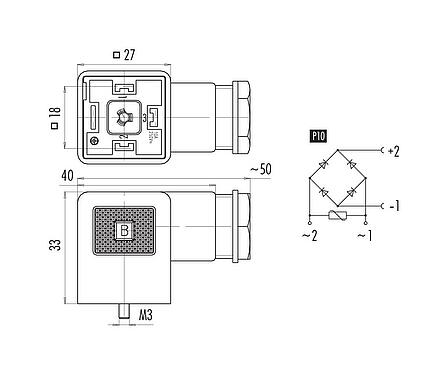 Kábel kialakítás készülék aljzat, : 2+PE, 8,0-10,0 mm, árnyékolatlan, csavaros bilincs, IP40 tömítés nélkül, PG 11, P10 áramkör