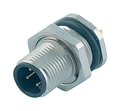 Illustration 86 0533 1000 00004 - M12 Male panel mount connector, Contacts: 4, unshielded, THT, IP68, UL, PG 9, front fastened