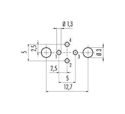 導體佈局 M12 針頭法蘭座, : 4, 可接遮罩, THT, IP68, UL 2238, PG 9, 後壁安裝, 模压
