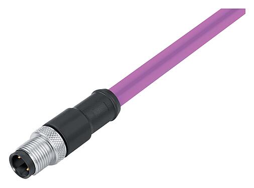Ábrák M12 Kábelre szerelhető csatlakozó, : 2, árnyékolt, kábelre öntött, IP67, UL 2238, Profibus, PUR, lila, 2 x 0,25 mm², 2 m