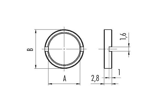 Scale drawing 01 5325 001 - M12-A/B/D/K/K/L/S/T/US/X - Ring nut for mounting thread M12 x 1, diameter 18 mm; Series 713/715/763/766/813/814/815/825/866/876