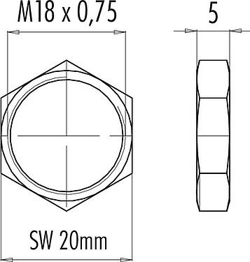 Mittakaavapiirustus 01 5006 001 - M16 IP67 - kuusiomutteri; sarja 423/425/723