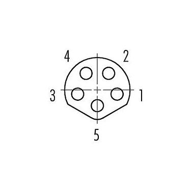Contactconfiguratie (aansluitzijde) 86 6618 1121 00005 - M8 Female panel mount connector, aantal polen: 5, schermbaar, THT, IP67, UL, M10x0,75, aan voorkant verschroefbaar
