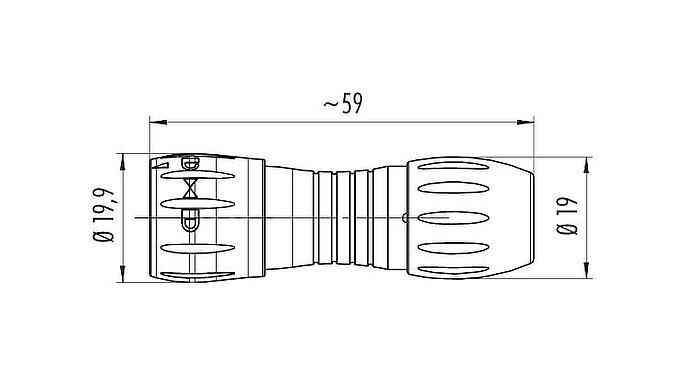 Maßzeichnung Bajonett Kabelstecker, Polzahl: 8, 6,0-8,0 mm, ungeschirmt, löten, IP67