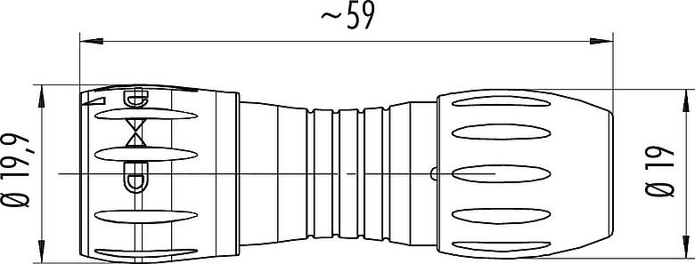 Dessin coté Baïonnette Connecteur mâle, Contacts: 8, 6,0-8,0 mm, non blindé, souder, IP67