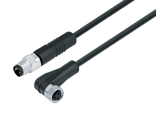 Illustratie 77 3408 3405 50004-0200 - M8/M8 Verbindingskabel kabelstekker - female haakse connector, aantal polen: 4, onafgeschermd, aan de kabel aangegoten, IP67, UL, PUR, zwart, 4 x 0,34 mm², 2 m