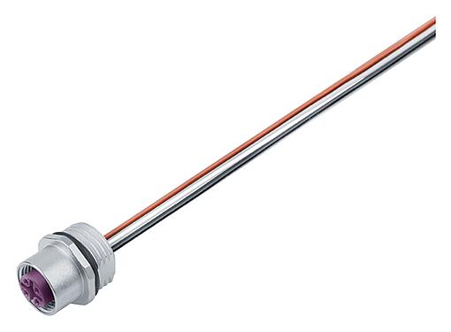 Ábrák M12 panelre szerelhető foglalat, : 5, árnyékolatlan, sodrott vezeték, IP68, UL 2238, M16x1,5, elülső rögzítés